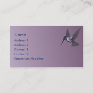 Tarjeta de visita de encargo del colibrí púrpura
