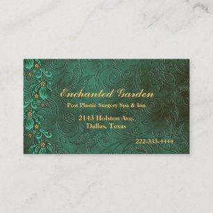 Tarjeta de visita de encargo del damasco verde