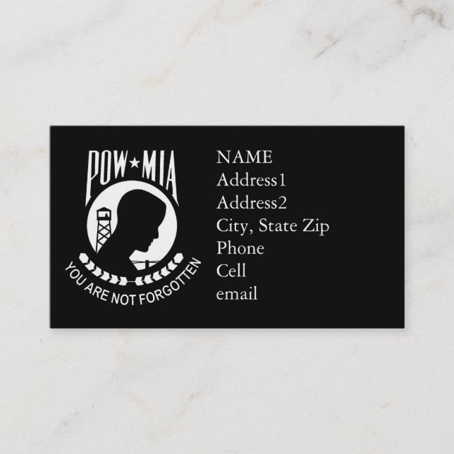 Tarjeta de visita de encargo del KRW POW/MIA (Anverso)