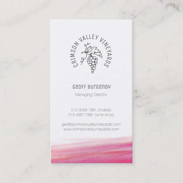 Tarjeta de visita de encargo del vino rojo del (Anverso)