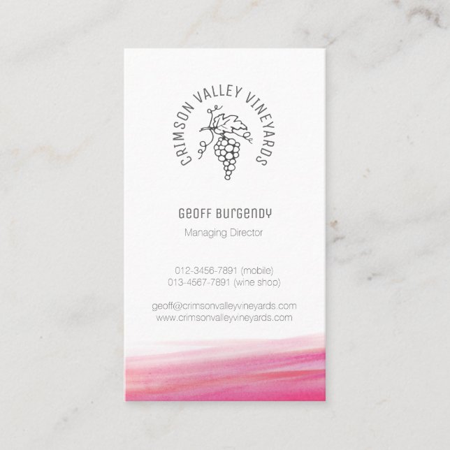 Tarjeta de visita de encargo del vino rojo del (Anverso)