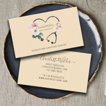Tarjeta de visita de enfermero Caregiver Floral St