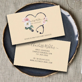 Tarjeta de visita de enfermero Caregiver Floral St