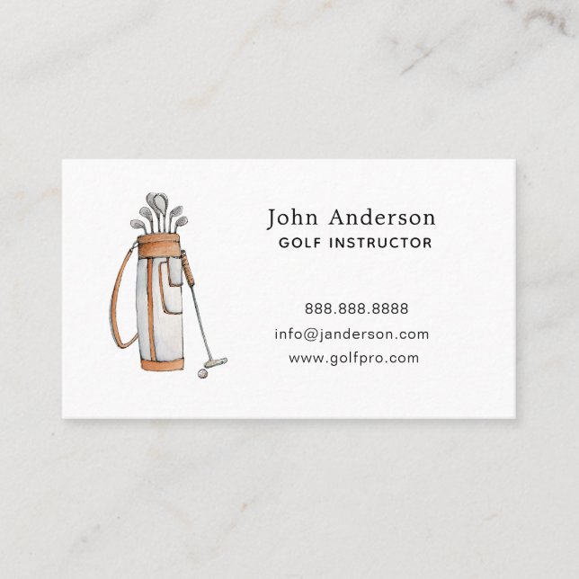 Tarjeta de visita de entrenador de golf con bolsa  (Anverso)