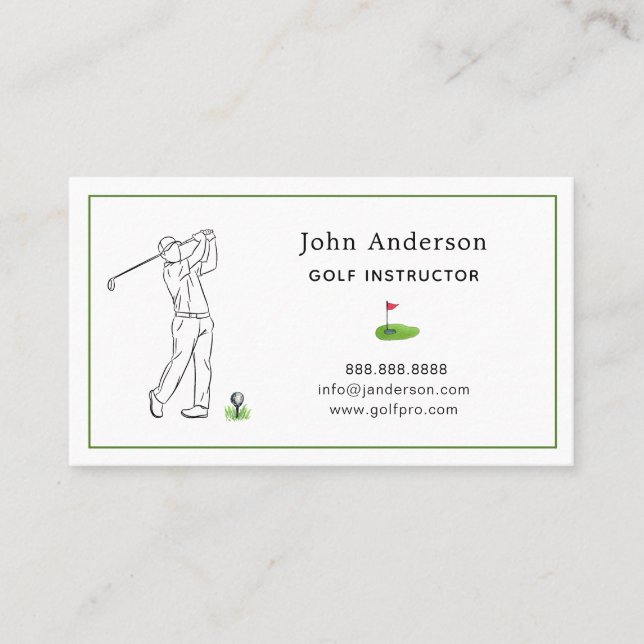 Tarjeta de visita de entrenador de golf profesiona (Anverso)