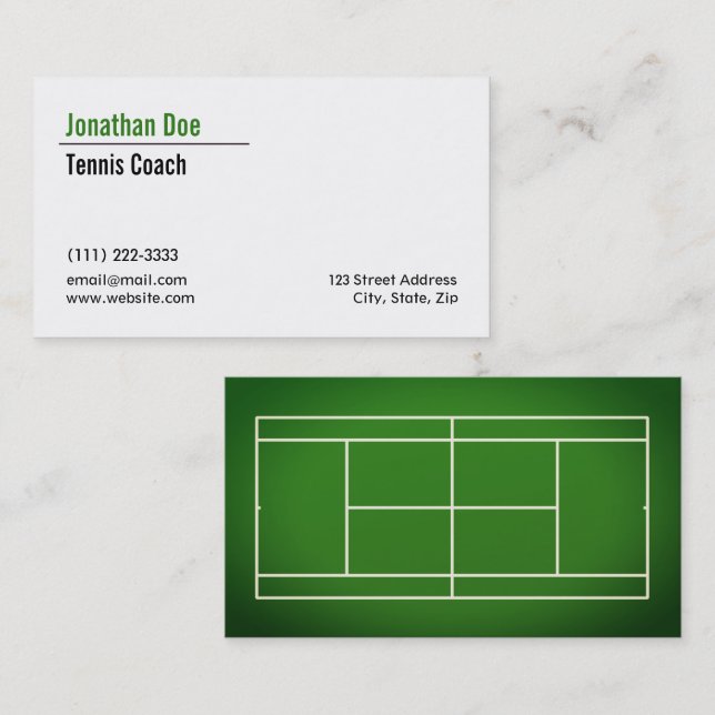 Tarjeta de visita de entrenador de tenis (Anverso / Reverso)