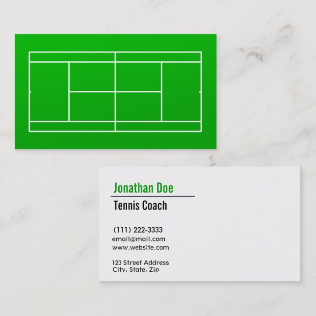 Tarjeta de visita de entrenador de tenis (Anverso / Reverso)