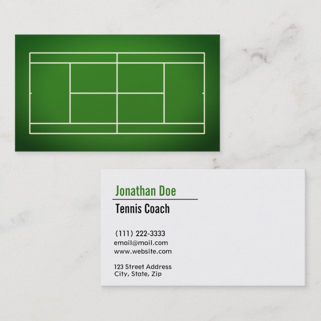 Tarjeta de visita de entrenador de tenis (Anverso / Reverso)