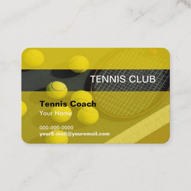 Tarjeta de visita de entrenador de tenis (Anverso)