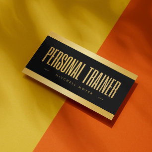 Tarjeta de visita de entrenador personal negro y d