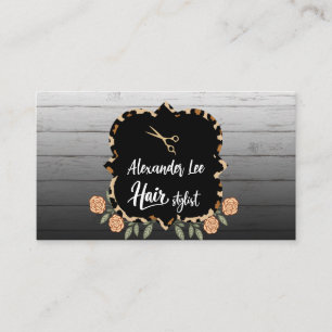 Tarjeta de visita de estilista de cabello de mader