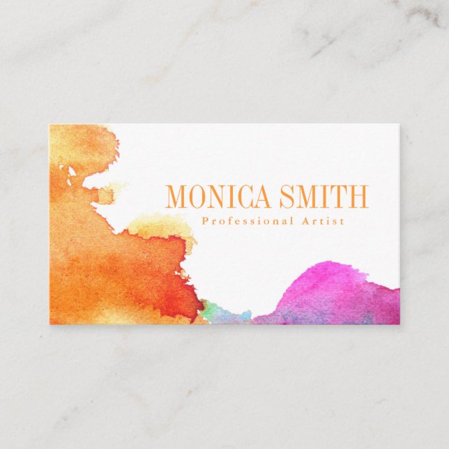 Tarjeta de visita de estilo acuarela de artista (Anverso)
