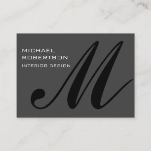 Tarjeta de visita de estilo monograma negro gris C