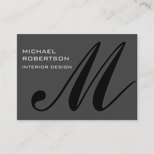Tarjeta de visita de estilo monograma negro gris C (Anverso)