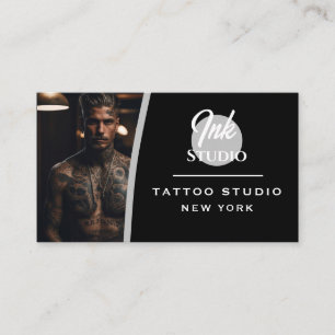 Tarjeta de visita de estudio de tatuajes foto negr