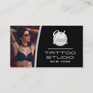 Tarjeta de visita de estudio de tatuajes foto negr