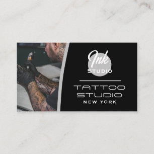 Tarjeta de visita de estudio de tatuajes foto negr