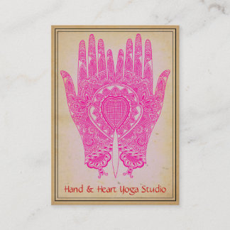 Tarjeta de visita de estudio de yoga rosa Henna Ha