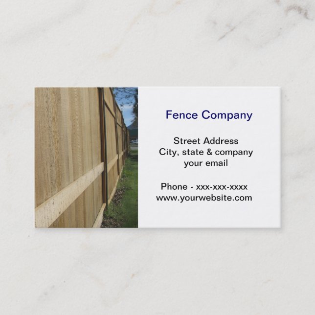 Tarjeta de visita de Fence Company (Anverso)