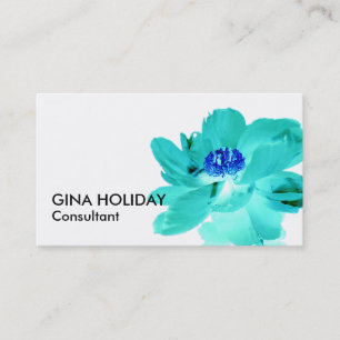 tarjeta de visita de flor azul turquesa