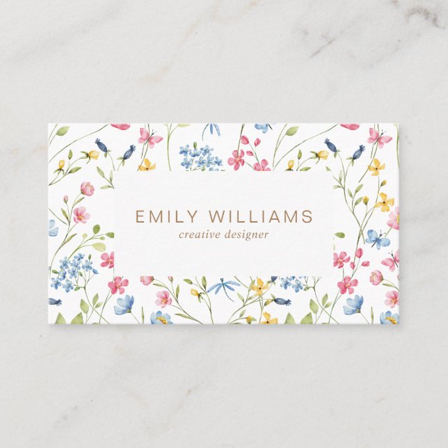 Tarjeta de visita de flores brillantes (Anverso)