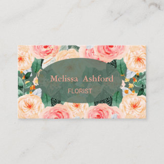 Tarjeta de visita de flores de acuarela de lujo pa