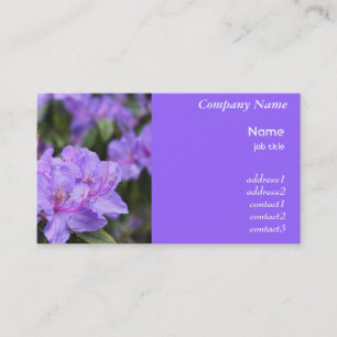 tarjeta de visita de flores de azalea morada