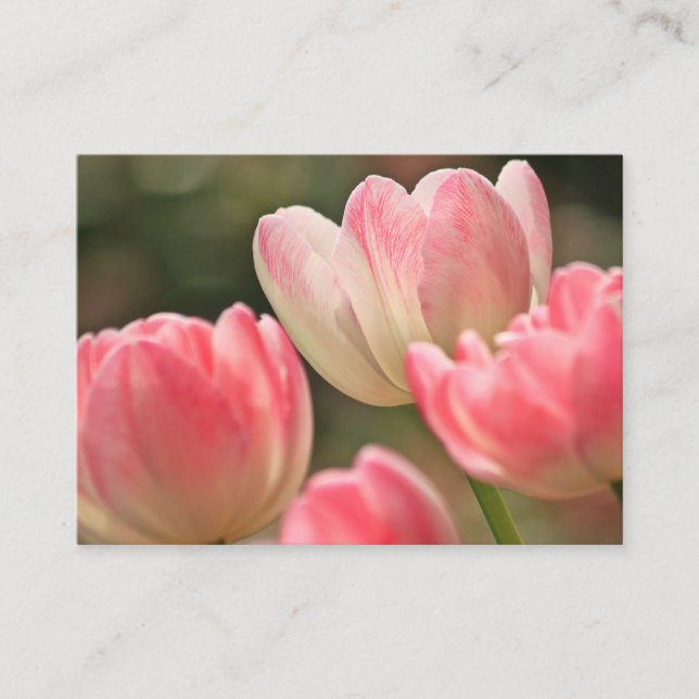 tarjeta de visita de flores de tulipanes rosados (Anverso)