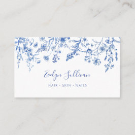 Tarjeta de visita de flores silvestres azules de é