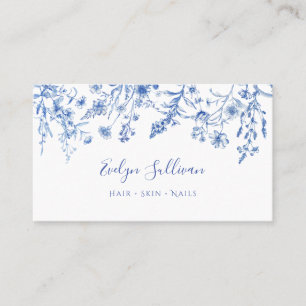 Tarjeta de visita de flores silvestres azules de é