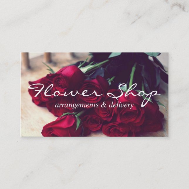 Tarjeta de visita de floristería de entrega de tie (Anverso)