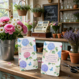 Tarjeta de visita de floristería de hortensias en 