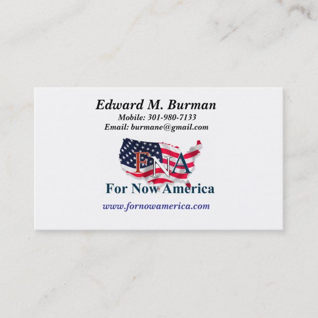 Tarjeta de visita de FNA Ed Burman (Anverso)