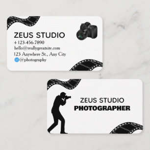 Tarjeta de visita de fotografía en blanco y negro 