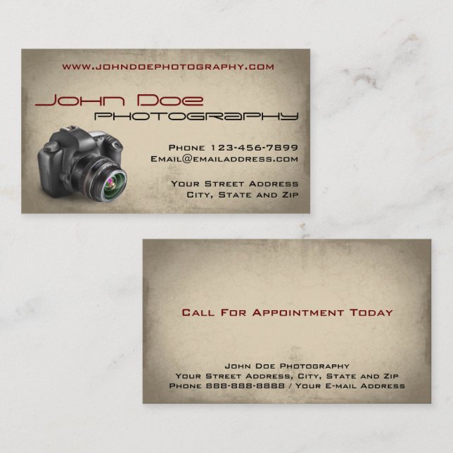 Tarjeta de visita de fotógrafo de estudio de fotog (Anverso / Reverso)