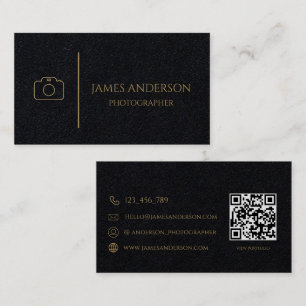 Tarjeta de visita de fotógrafo de lujo negra y dor