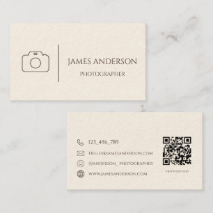 Tarjeta de visita de fotógrafo elegante de crema y