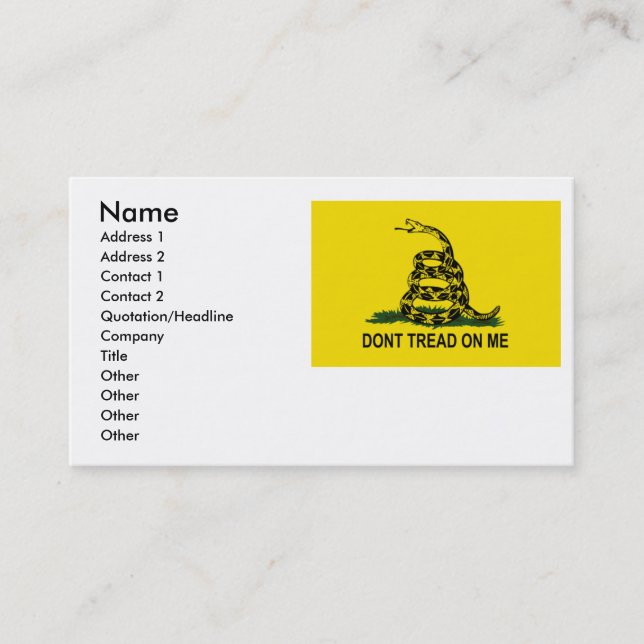 Tarjeta de visita de Gadsden (Anverso)