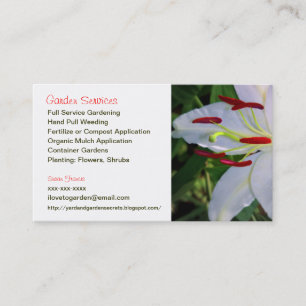 Tarjeta de visita de Gardener Services