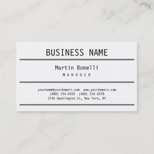 Tarjeta de visita de gerente gris blanco negro de