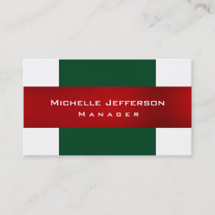 Tarjeta de visita de gerente simple verde rojo bla