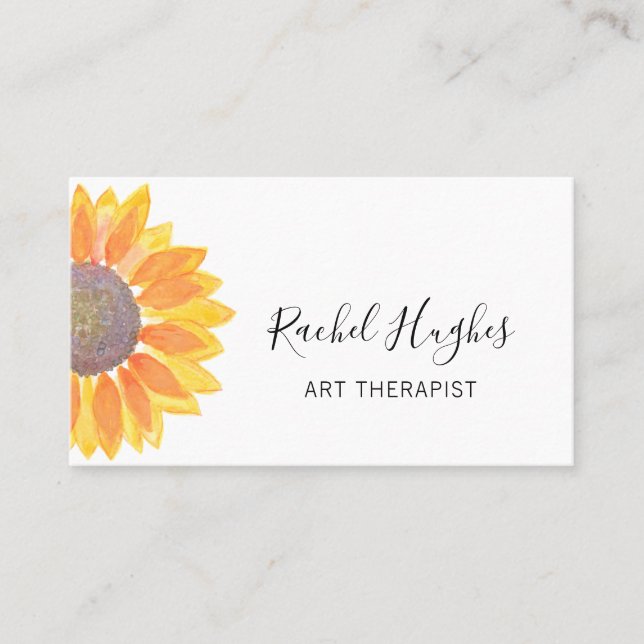 Tarjeta de visita de girasol terápica artística (Anverso)