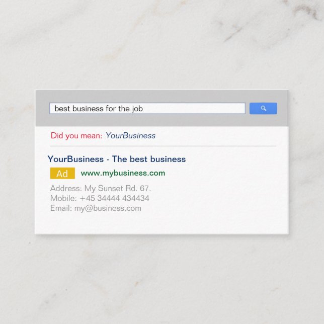 Tarjeta de visita de Google para Personalizable pr (Anverso)