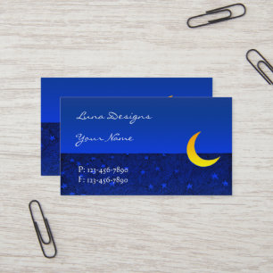 Tarjeta de visita de grabado de luna y estrellas