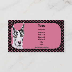Tarjeta de visita de great dane del perrito de