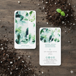 Tarjeta de visita de hoja de acuarela moderna Dise