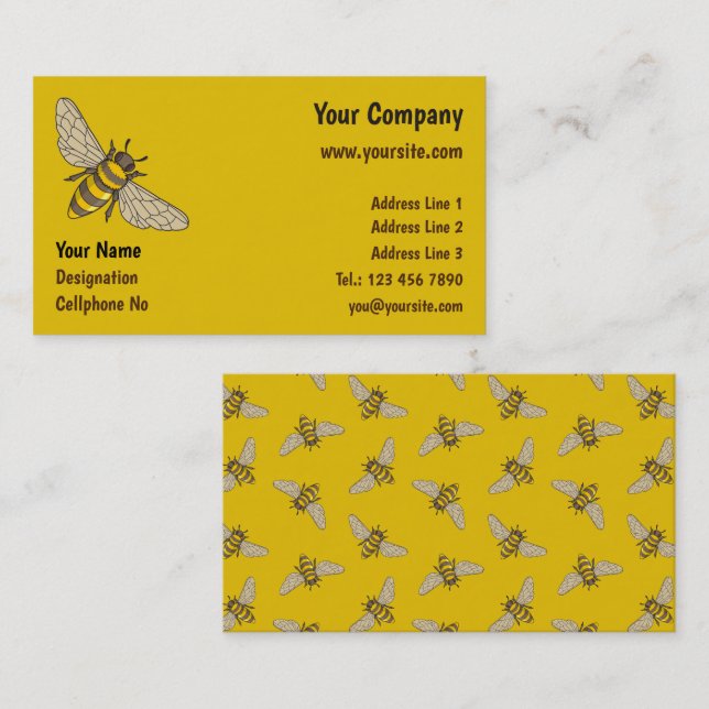 Tarjeta de visita de honeybee (Anverso / Reverso)