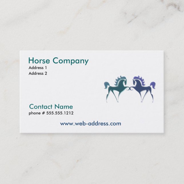 Tarjeta de visita de Horse Company (Anverso)