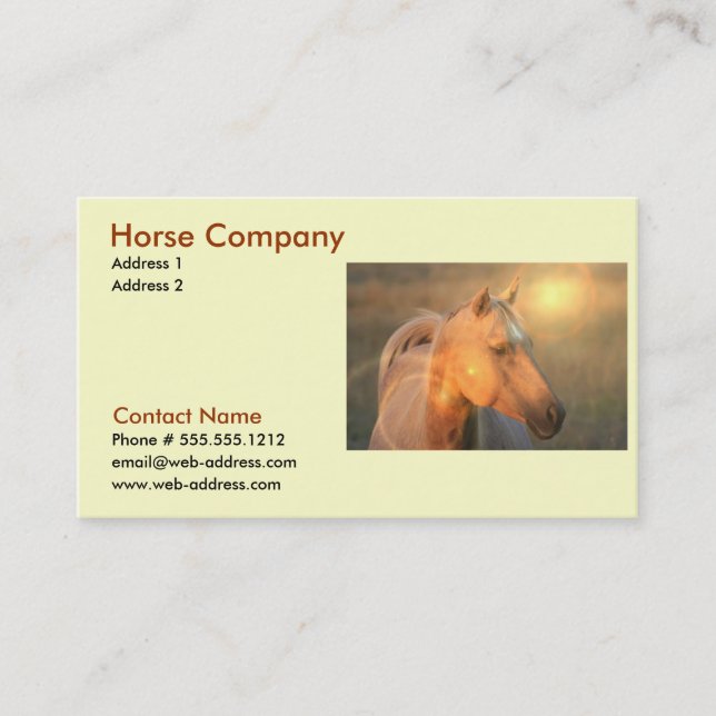 Tarjeta de visita de Horse Company (Anverso)