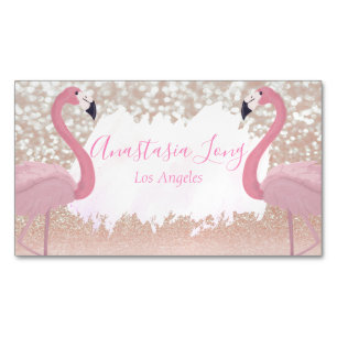 Tarjeta de visita de imán Flamingo Sparkly Pink